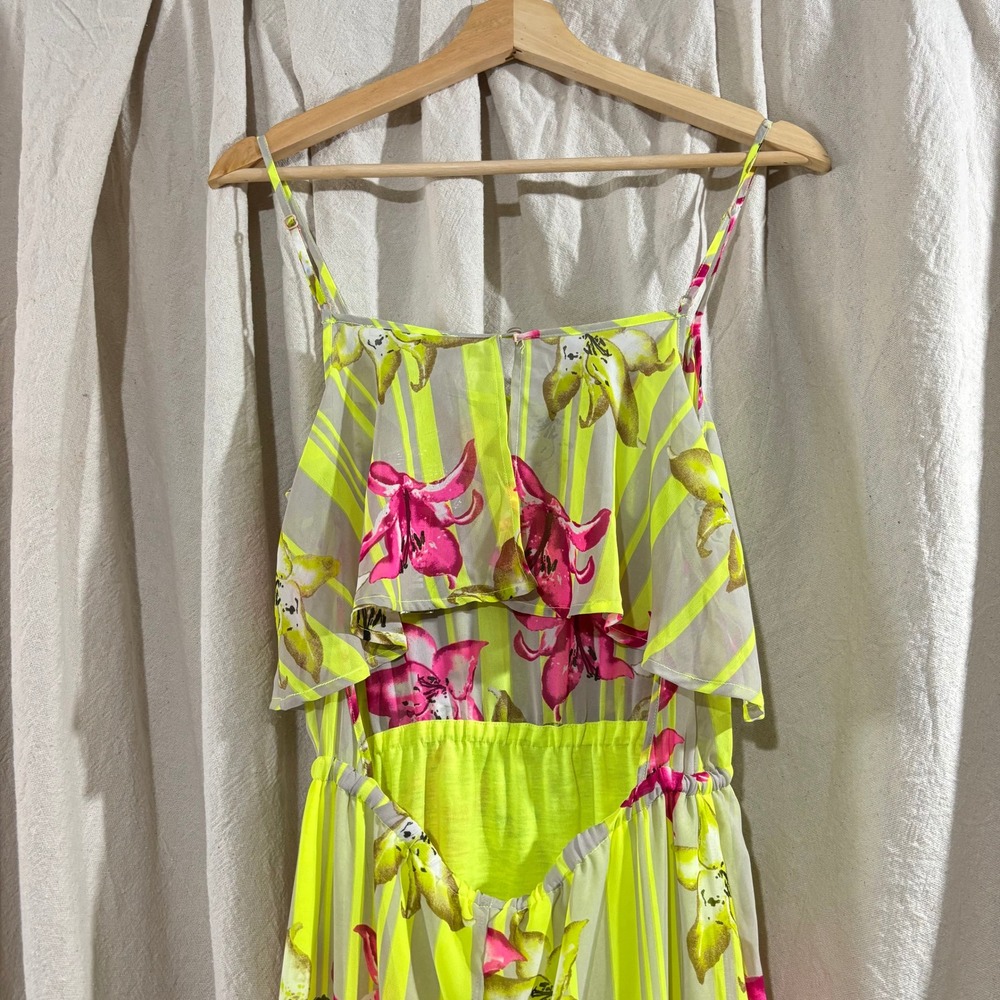 Gianni Bini Bohemian Summer Neon Floral Striped Maxi Dress NWT Size S - Picture 4 of 8